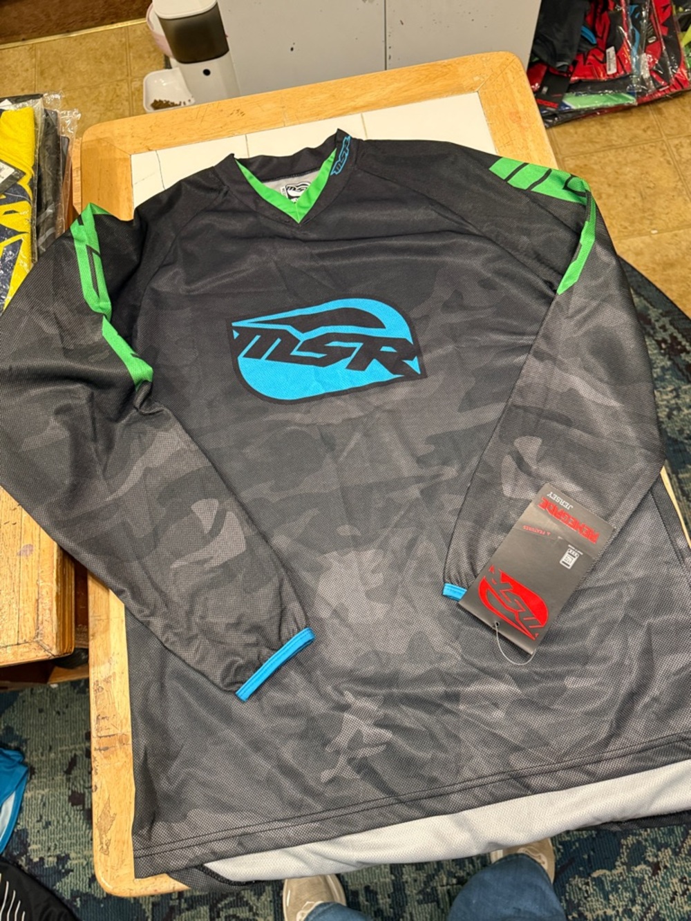 MSR Men's Black Camo Jersey with Blue & Green Accents